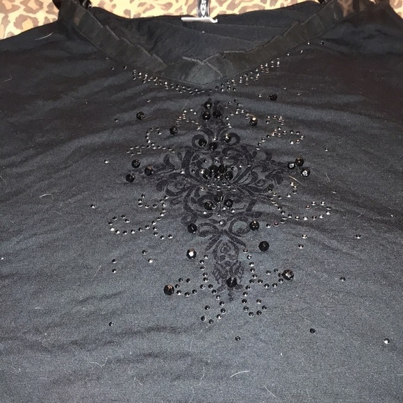 RAMPAGE large black beaded v-neck camisole adjustable straps lace trim - Picture 1 of 9